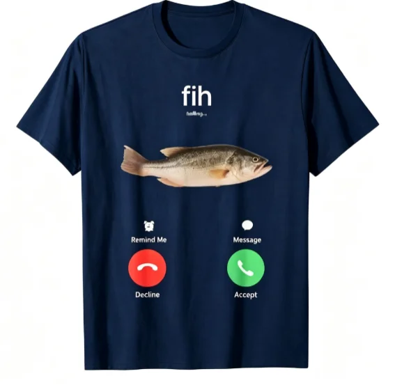 Herren-T-Shirt mit lustigem Fisch-Motiv und Meme-Grafik, Rundhalsausschnitt, kurze Ärmel, schwarze Basis, lässiges Alltags-Oberteil – Detail 3