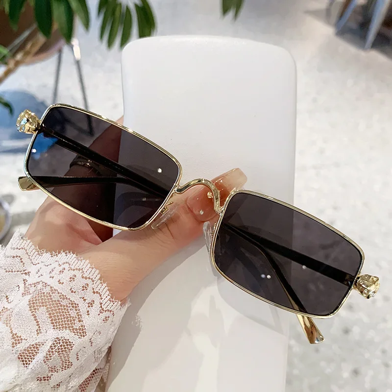 Luxury Brand Designer Square Sunglasses Women For Men Vintage Popular Sun Glasses Punk Small Frame Hip Hop Leopard Head Eyewear