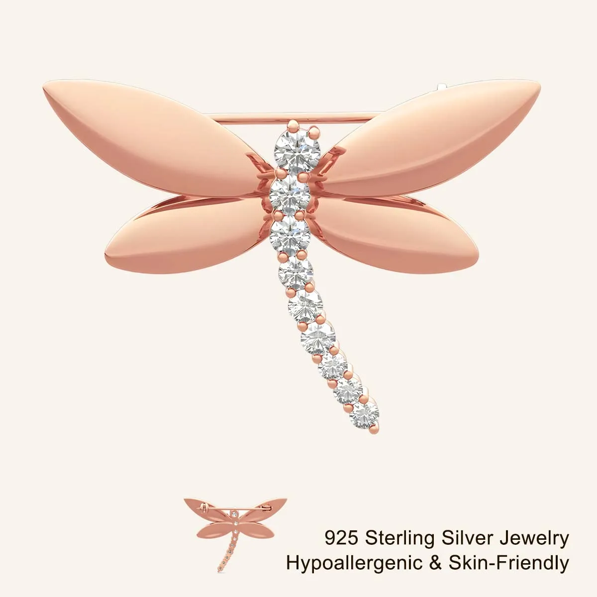 

Sparkling Moissanite Dragonfly Brooch S925 Sterling Silver Hypoallergenic Insect Pin Formal Daily Weddings Jewelry Gift for Her