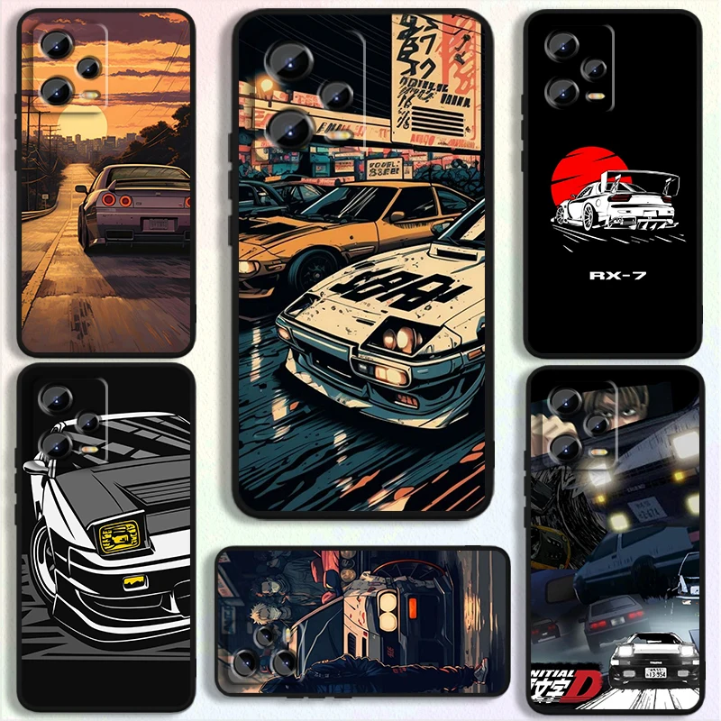 

Anime Initial D Car Comics For Xiaomi Redmi Note 13 12R 12 12S Turbo 11 11T 11S 10 10S Pro Plus 5G Black Soft Phone Case