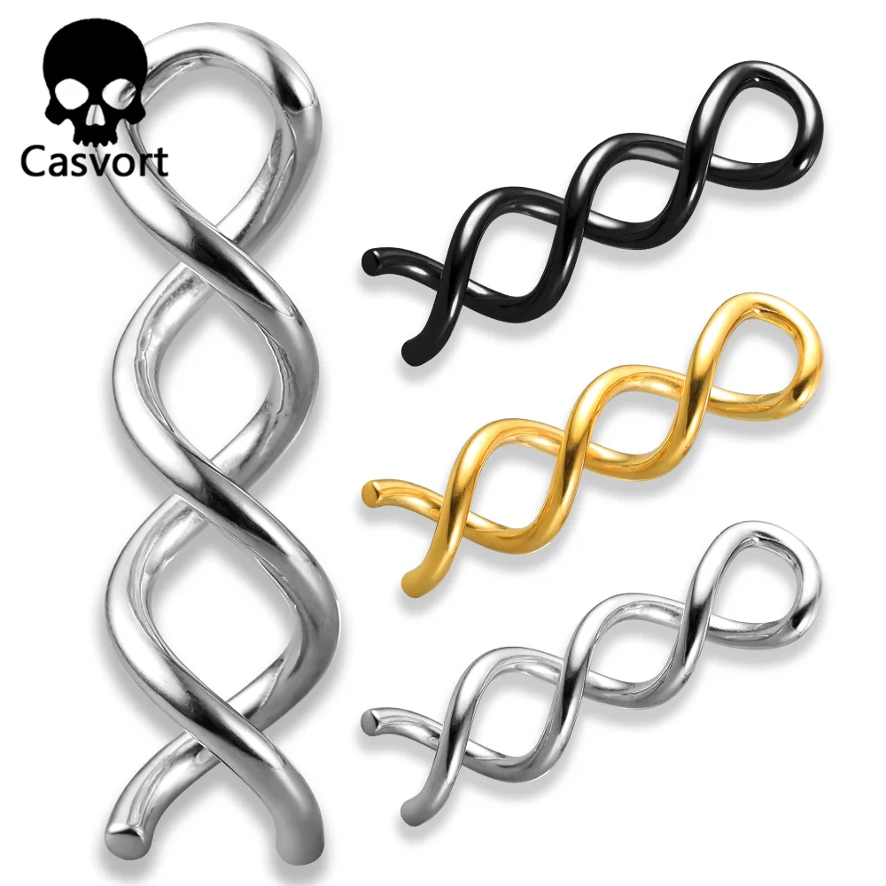 

Casvort 2PCS Spiral Type Ear Weights Hangers Ear Plug for Stretched Lobe Piercing Women Body Jewelry 316 Stainless Steel New