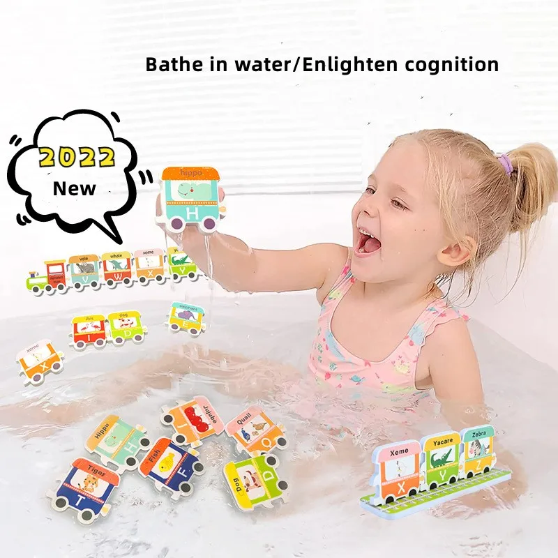 

Cartoon Letter Vehicle Bath Toys Soft EVA Kids Baby Bathroom Water Toys Early Educational Suction Up Bathing Toys for Children