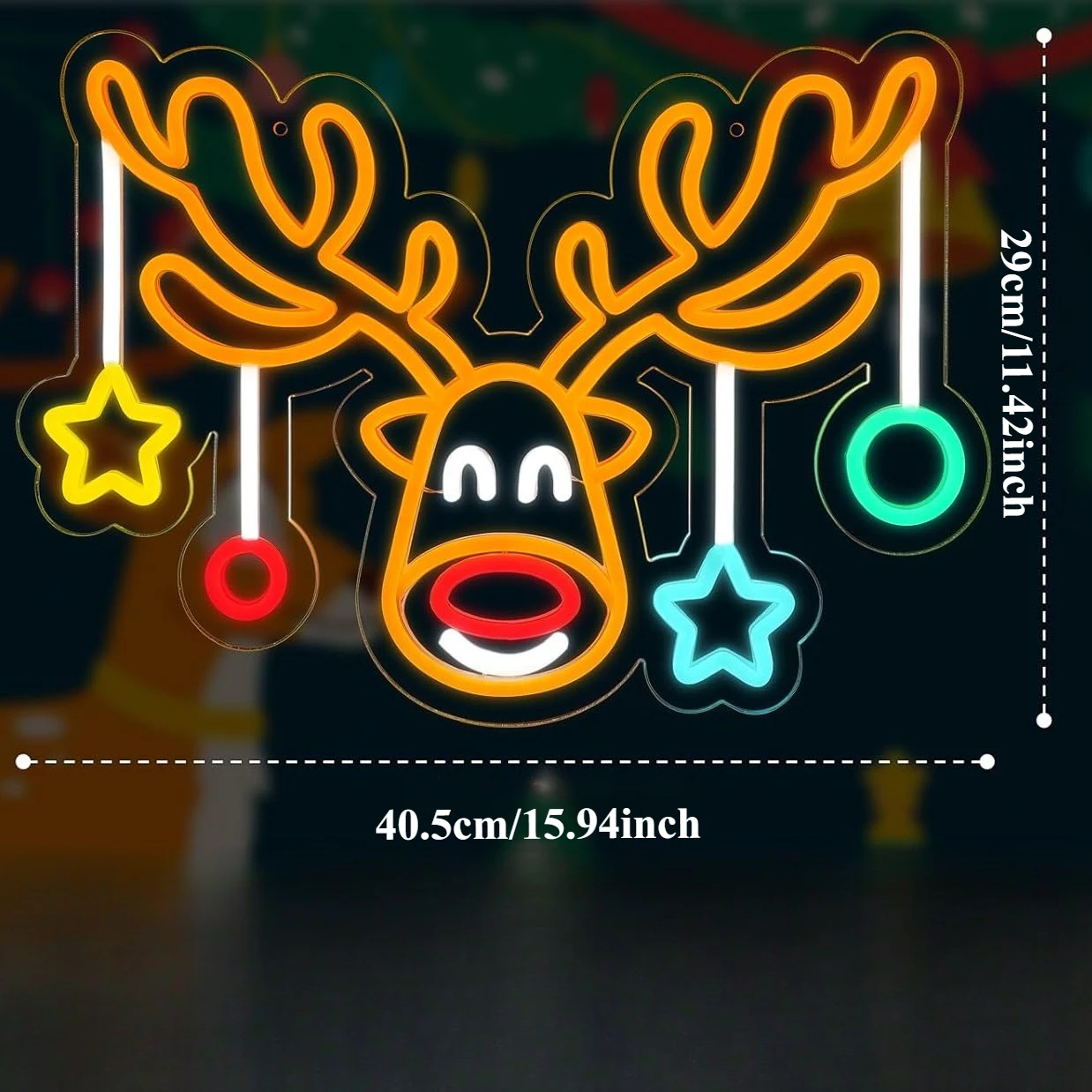 Christmas Elk Neon Sign Dimmable LED Neon Light Chrismas Deer for Bedroom Kids Gifts Living Room Winter Home Holiday Party Decor