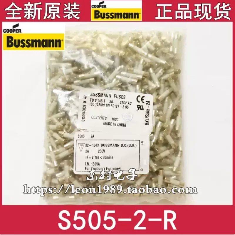 10-100pcs BUSSMANN ceramic fuse tube BK/S505-2-R 2A 250V 5X20 T2AH250 fuse