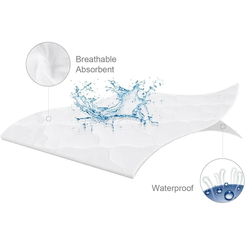 وسادة مرتبة Bassinet Co er مقاومة للماء، ملاءات حماية مرتبة مبطنة تناسب جميع السلالات الرئيسية - مستطيلة، O al، Hourgl