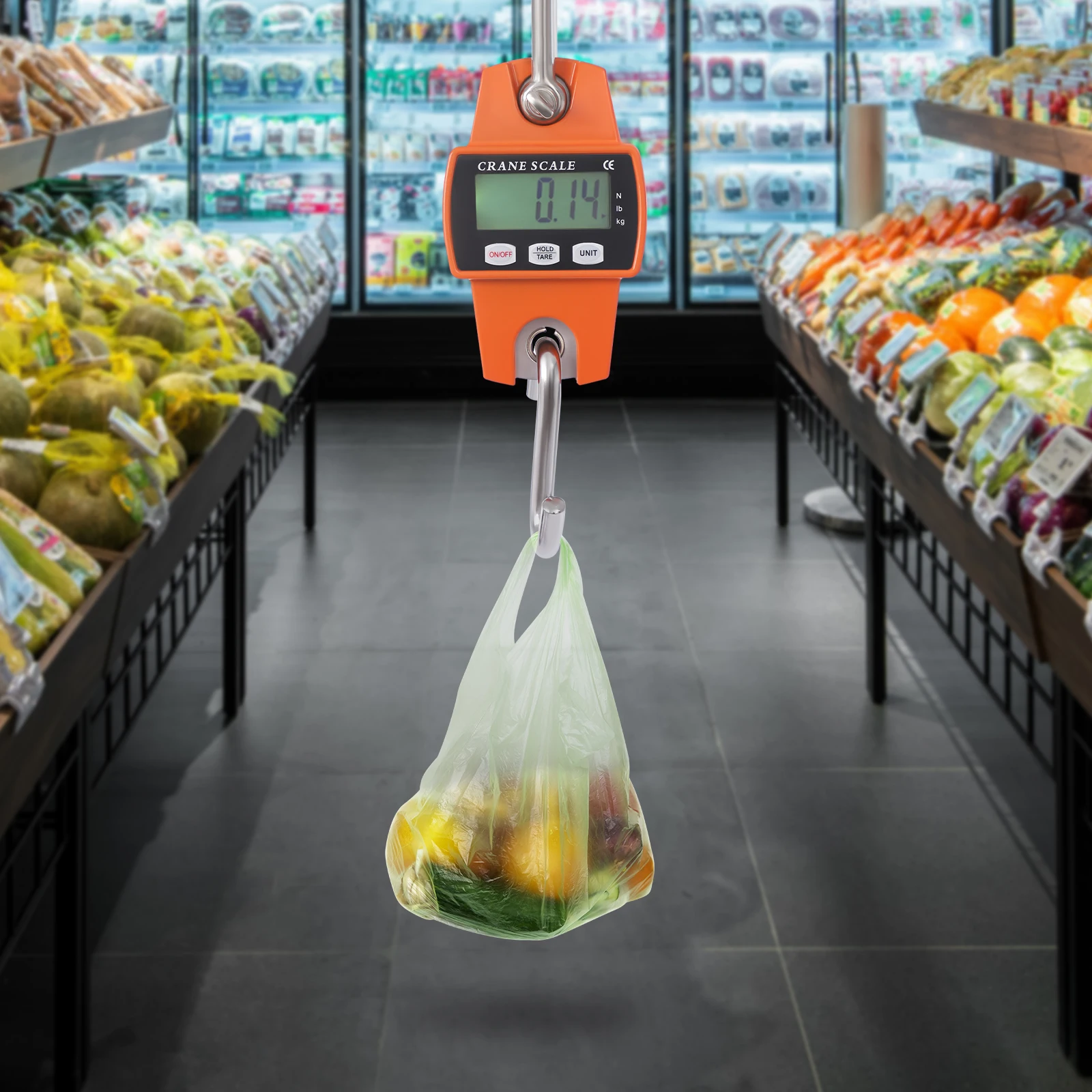 ميزان رقمي معلق، ميزان بخطاف محمول مع وحدات Lb/Kg/N، ميزان الرافعة الإلكتروني مع إضاءة خلفية LCD للمستودعات والخدمات اللوجستية