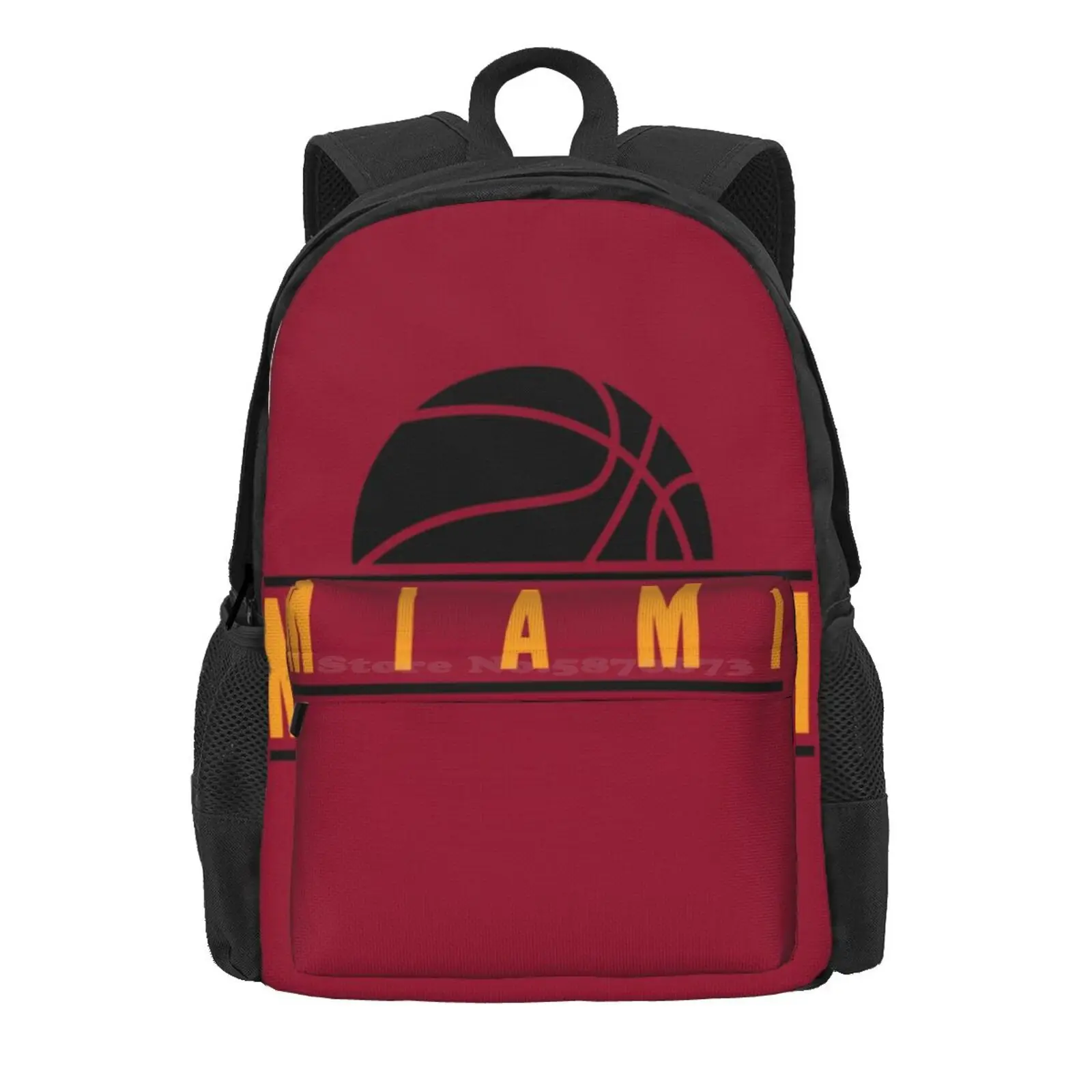 Miami Basketball Modern Logo Red Hot Sale Schoolbag Backpack Fashion Bags Miami Florida Slamdunk Ballers Heat Modern Logo Font