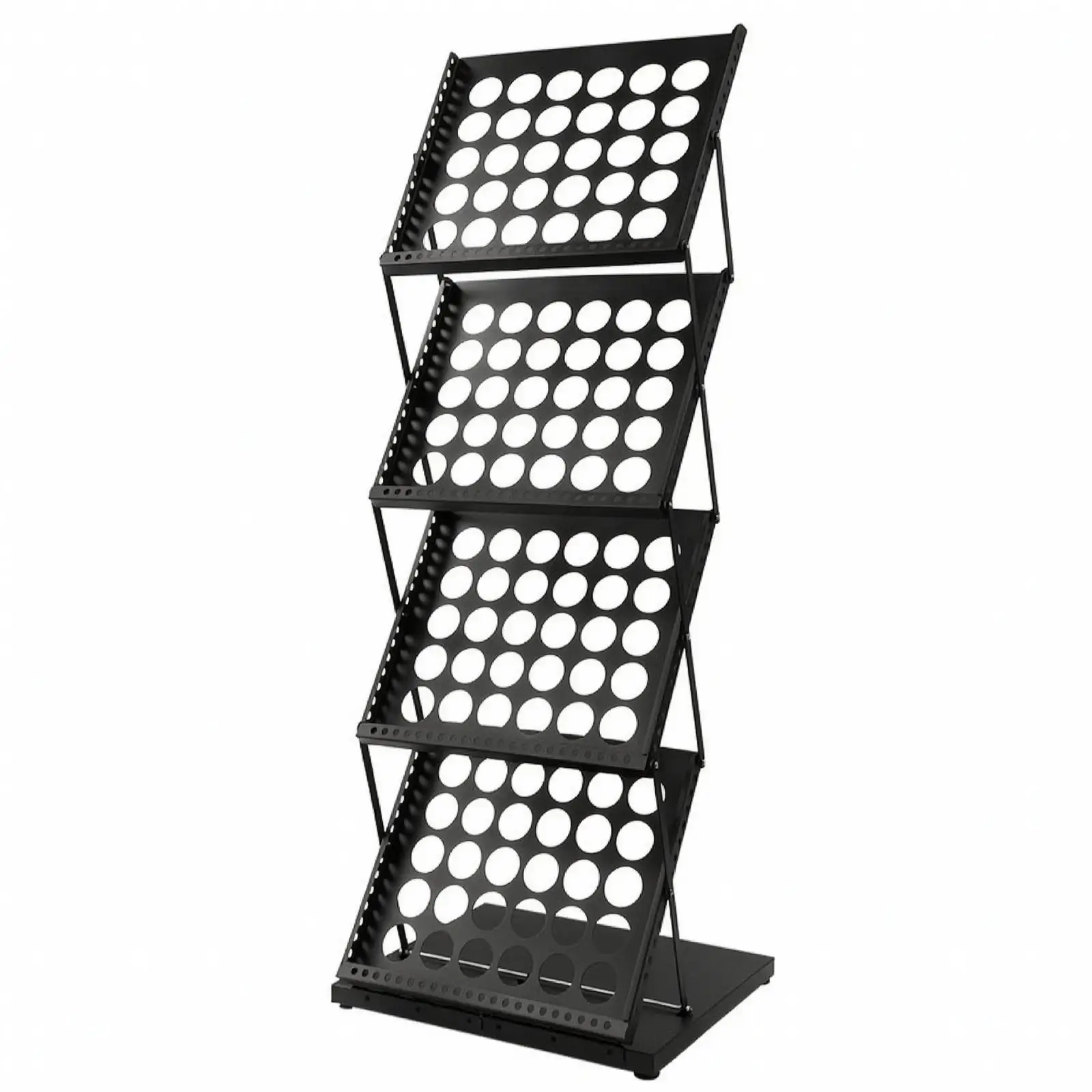 Portable Folding Literature Display Rack with Slanted Shelves for Retail Stores Exhibitions and Showrooms
