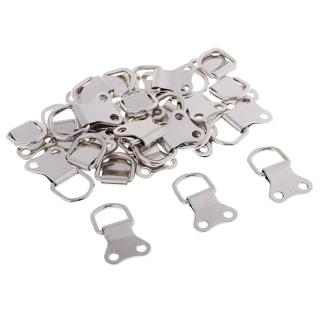 Picture Frame Hangers D Ring Style Heavy Duty Metal Two Hole Photo Hanger for Wooden Frames Wall Mounting