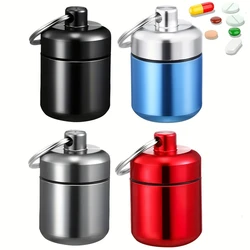 Mini Pill Holder Keychain Portable Aluminum Pill Box Waterproof Pill Organizer for Tablets Vitamin Fish Oils Medicine Container