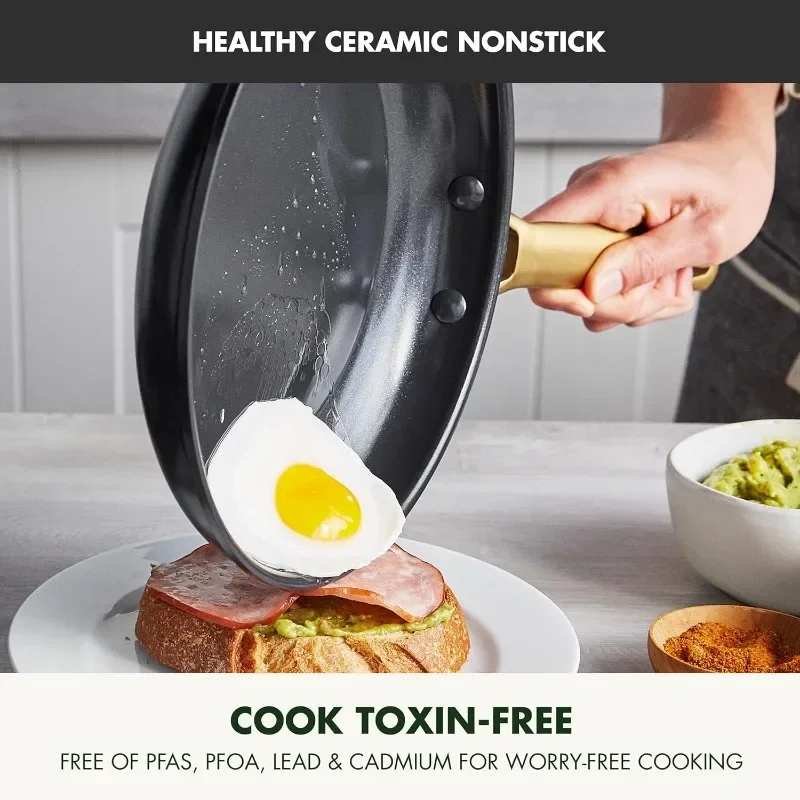 Hard anodized healthy ceramic non-stick pan, cookware pot set, dishwasher and oven safe