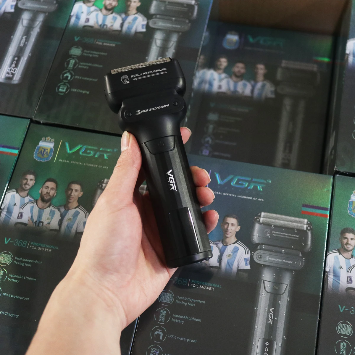 VGR V368 Триммер для бороды для мужчин с двойной фольгой, моющийся двигатель постоянного тока 9000 об/мин, профессиональные парикмахерские машины, станок для бритья