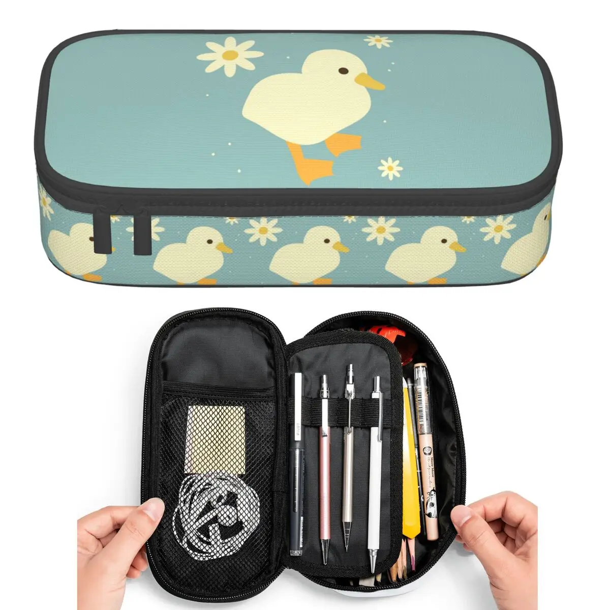 

Cute Duckand Duck Flower Cartoon Pattern Pencil Cases for Students Pen Box Pencil Bag Large Capacity Pencil Pouch Pen Holder