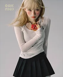 High Quality Hot Selling Double-layer Snowflake Fabric Metal Buckle Slim Fit Base Knitted Sweater Top Wholesale Aesthetic Y2k