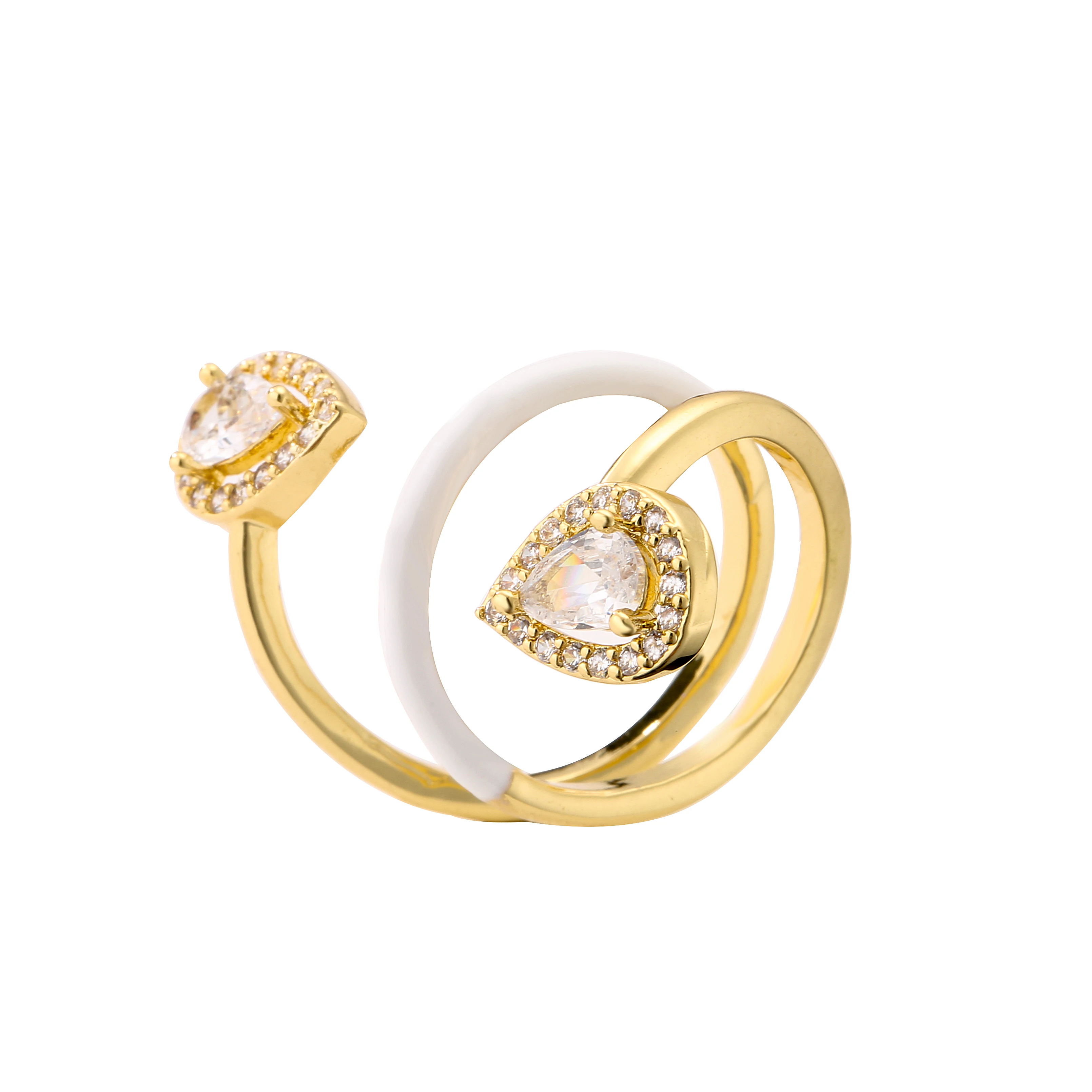 HECHENG,Summer New Colorful Neon Enamel Open Adjusted Finger Ring For Women Fluorescent Fashion Copper Zircon Jewelry