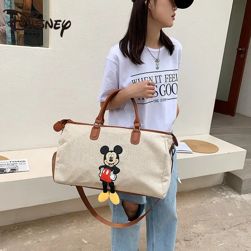 MINISO Disney Mickey Large-capacity Male Hand Travel Bag Women's Luxury Brand Single Shoulder Bag Sports Fitness Luggage Bag