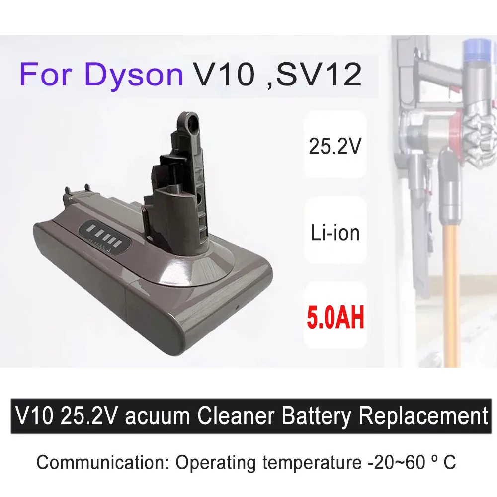 

For Dyson V10 SV12 Absolute Replaceable Fluffy Cyclone Vacuum Cleaner Battery，25.2V 5000mAh High quality batteries