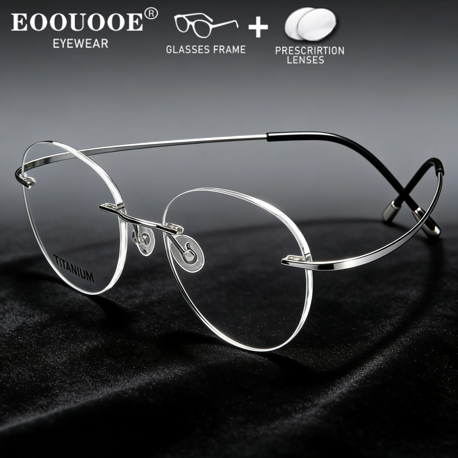 

Men Women Round 2g Rimless Glasses Pure Titanium Optical Eyewear Prescription Lenses UV Progressive Myopia Reading Eyeglasses
