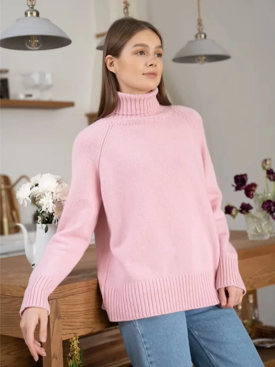 

Wolfeel Women Turtleneck Sweater Autumn Thick Warm Pullover Tops NEW Winter Oversized Casual Loose Knitted Jumper Female pull