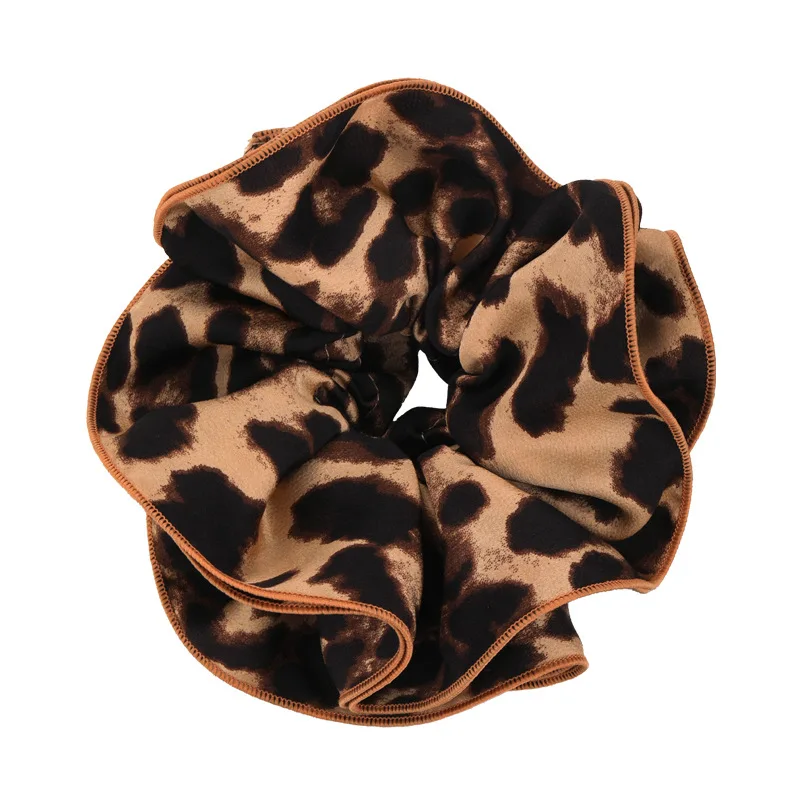 Leopardo estampado dupla camada de cabelo grande scrunchies para mulheres, bandana elegante, faixa feminina, laço rabo de cavalo, corda retrô, moda nova