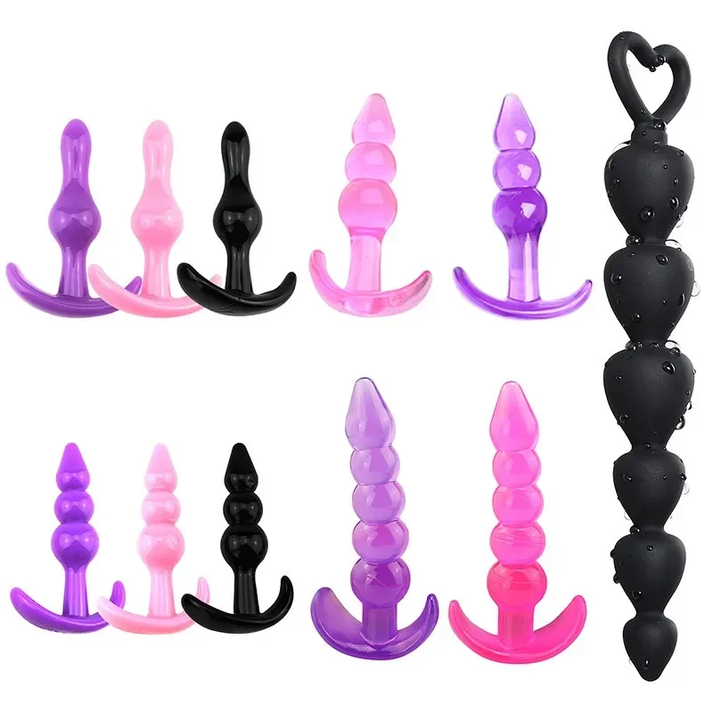 

Soft Silicone Anal Plugs Prostate Massager Butt Plug Beads G-spot Erotic Sex Toys Anus Trainner Mini Dildo Erotic Gay Products