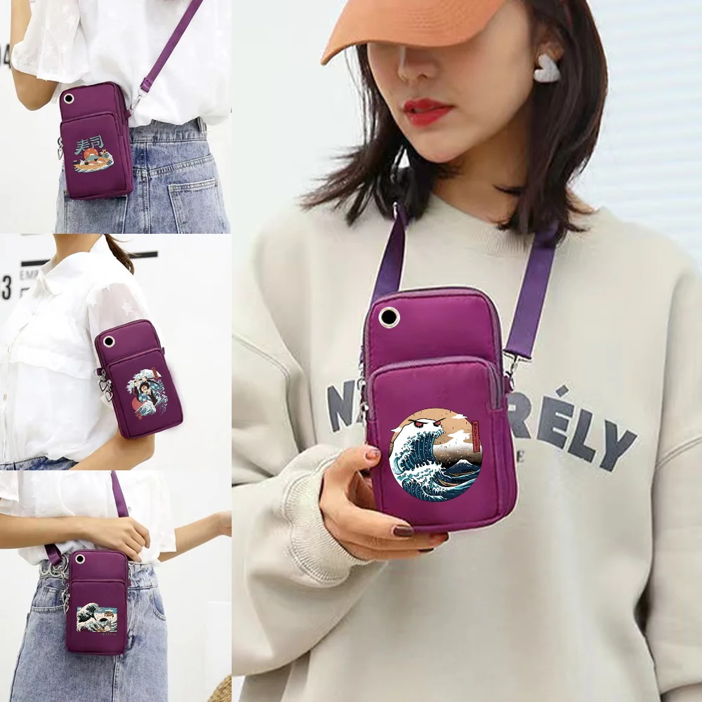 2022 New Women Shoulder Crossbody Bag Wrist Packet Wave Print Organizer for Iphone14 Pro/Huawei/Xiaomi/oppo/vivo Cell Phone Pack