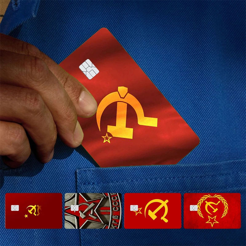 lenin Soviet Union flag Bling Cute Cover Skin Sticker For Credit Card Bank Debit Bus Card Front Side