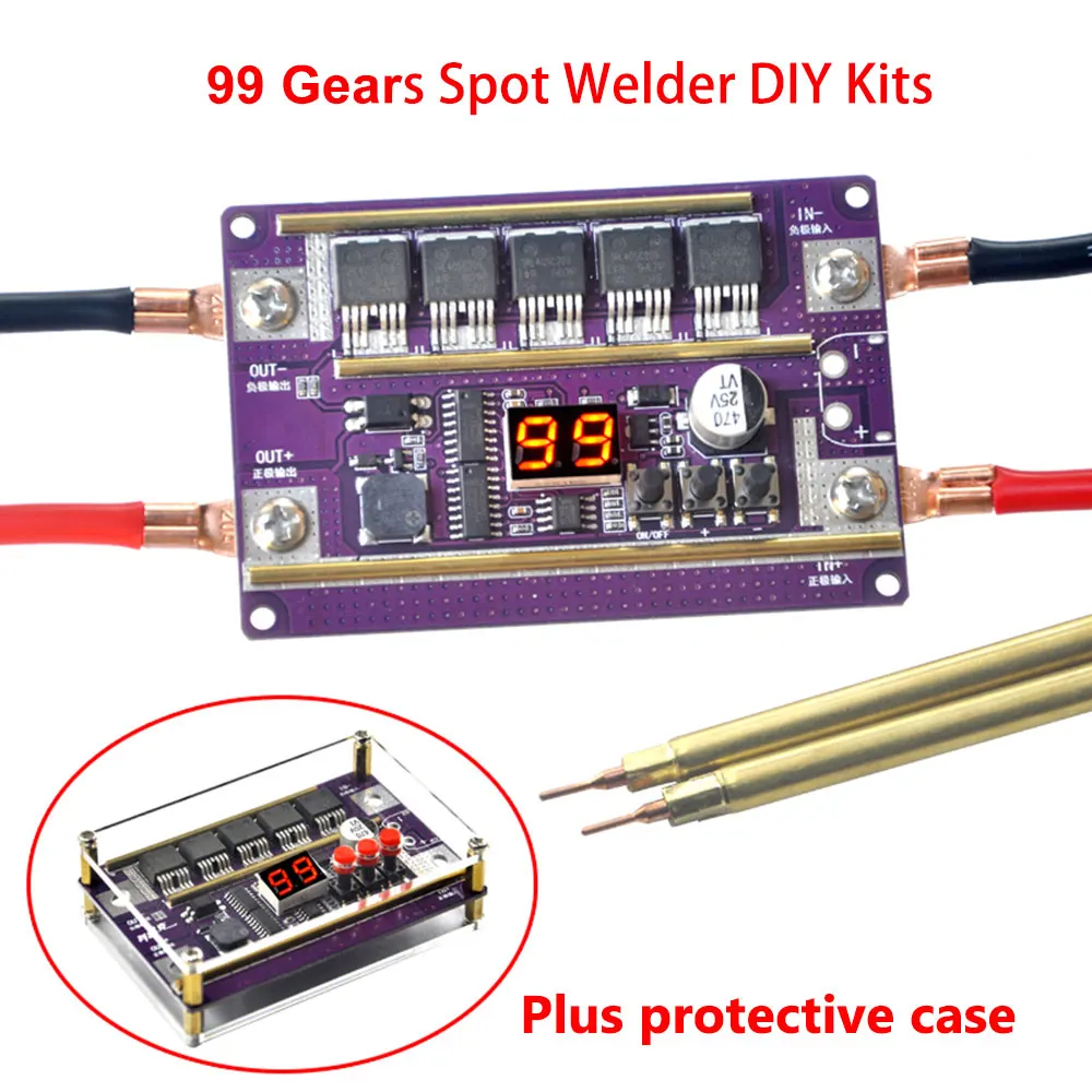 

12V точечная сварочная машина DIY Комплект питания регулируемый цифровой точечный сварочный аппарат PCB Плата 18650 литиевая батарея никелевая пластина