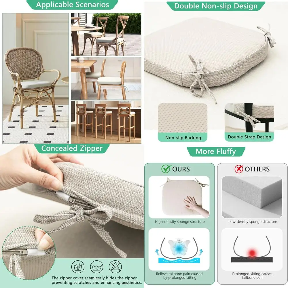 

Подушки для обеденных стульев в помещении с завязками для кухни, подушечки для уличных сидений со съемным чехлом, нескользящая подошва, водонепроницаемые, высококачественные