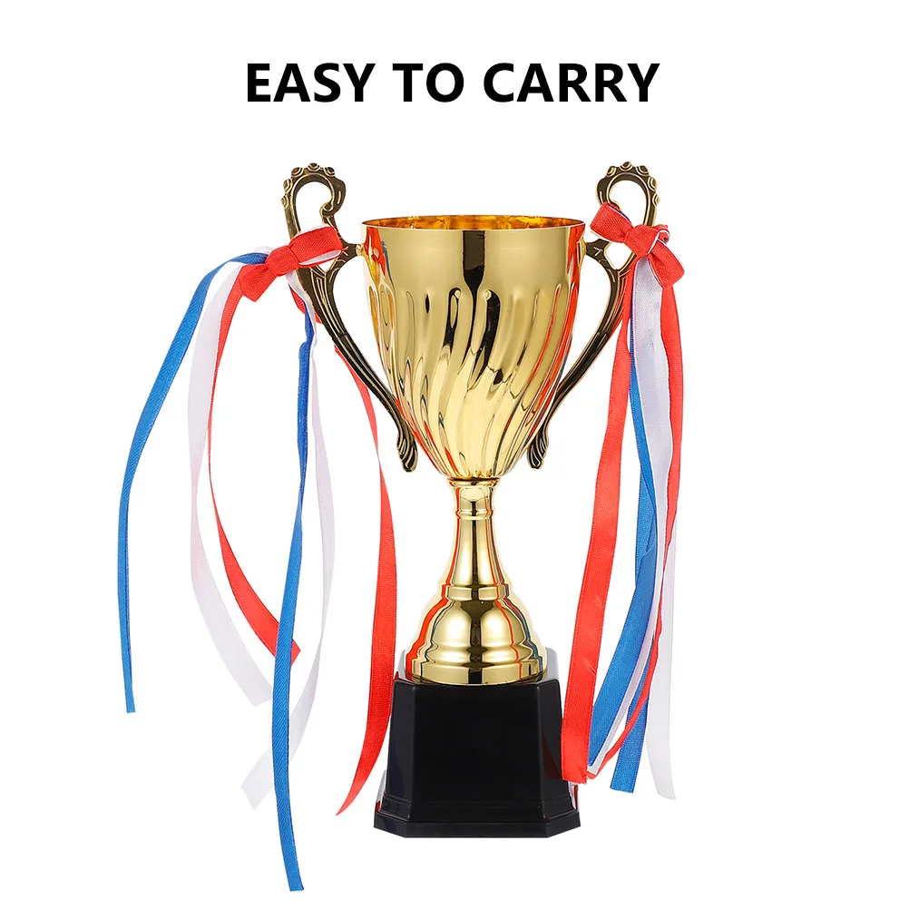 

2Pcs Metal Trophy Small Plastic Trophies Golden Award Winning Prizes Cup for Office Game Competition Reward Prop