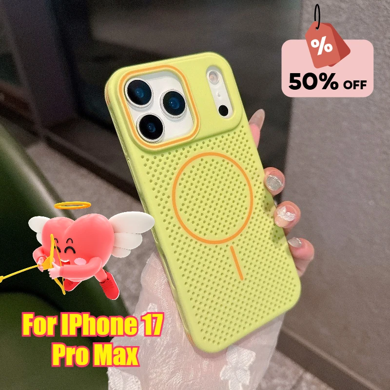 For IPhone 17 Pro Max Breathable Case Fine Ring Magnetic Attraction New Color Blocking Protective Cover