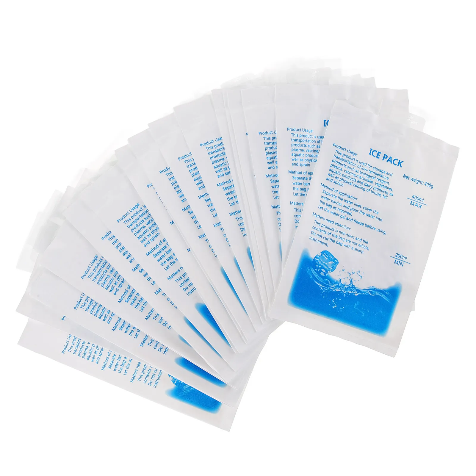 30pcs Ice Packs Reusable Bags 400ML Portable Freezer Water Filling Food Shipping Multifunctional Cooling Household Kitchen Bar