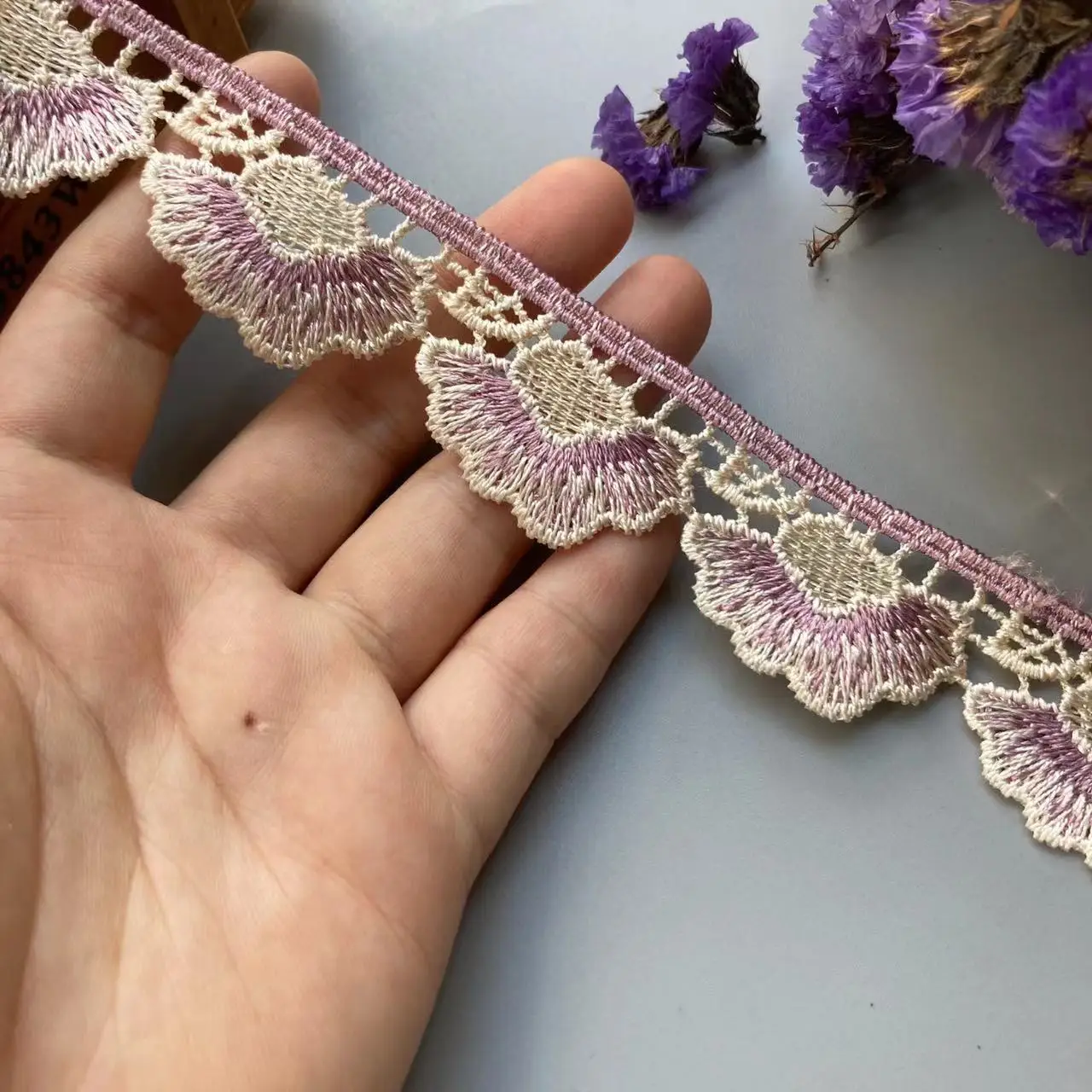 1 yards Purple Leaf Flower 30 mm Lace Ribbon Trim for Sofa Cover Curtain Trimmings Embroidery Applique Home Textiles Accessories