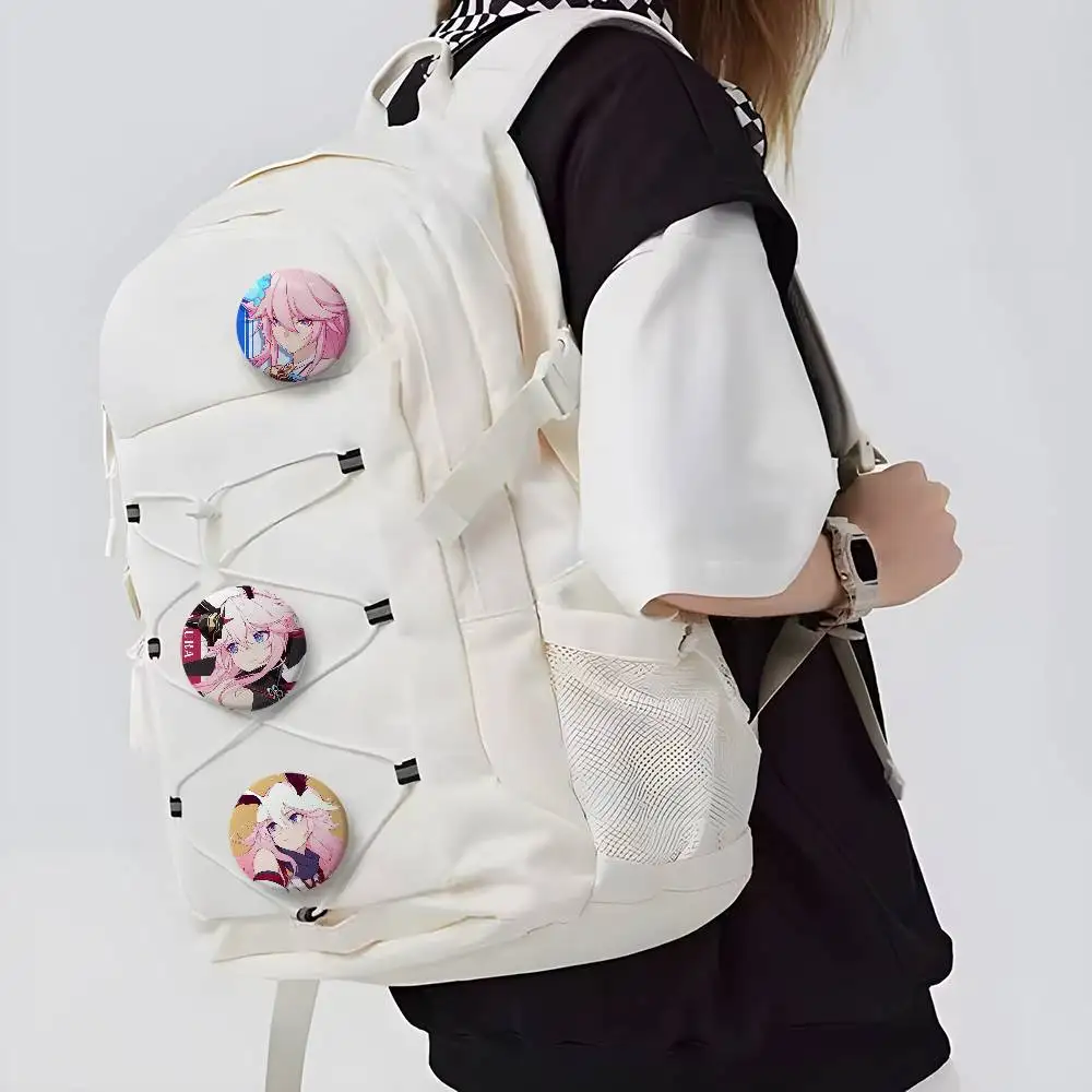 Yae Sakura Honkai Cute Badges Round Exquisite Badge Brooches Creative Pins For Clothes Hat Backpack Gift Accessories