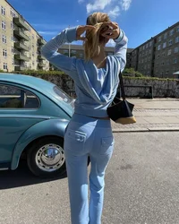 2023 Hoodies Velvet Zipper Sweatshirt and Pants Autumn Winter Women Velour Pant Suit Hoodies Zipper Sweatsuit Women's Sport Suit