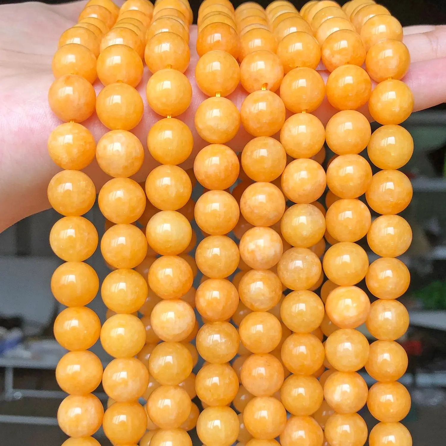 Natural Yellow Jades Chalcedony Stone Beads 6/8/10/12mm Round Loose Bead For Jewelry Making DIY Bracelet Necklace 15 Inch Strand