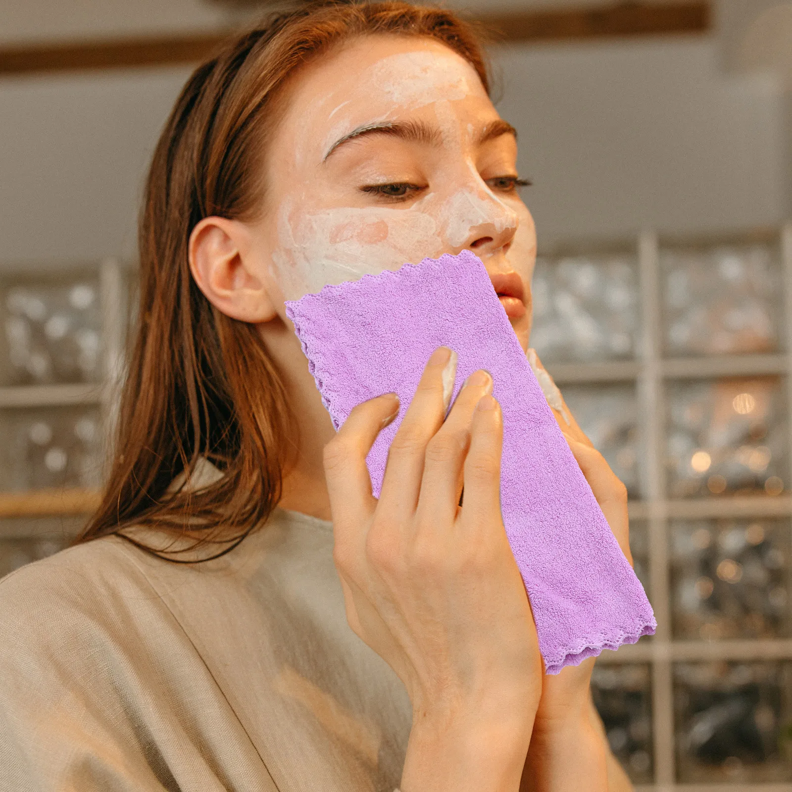 ผ้าเช็ดหน้าใยคอรัลฟลีซ 8 ชิ้น ซึมซับน้ำได้ดี ผ้าขนหนูเนื้อนุ่มสำหรับอาบน้ำ เช็ดผม หน้า ผิวกาย ดูแลผิว ผ้าเช็ดทำความสะอาด ซึมซับน้ำได้ดี