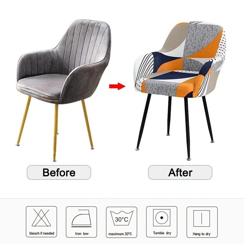 Wing Back European Style  Printing Chair Cover Sloping Arm Big Size King Back Chair Covers Seat Covers Washable Removable