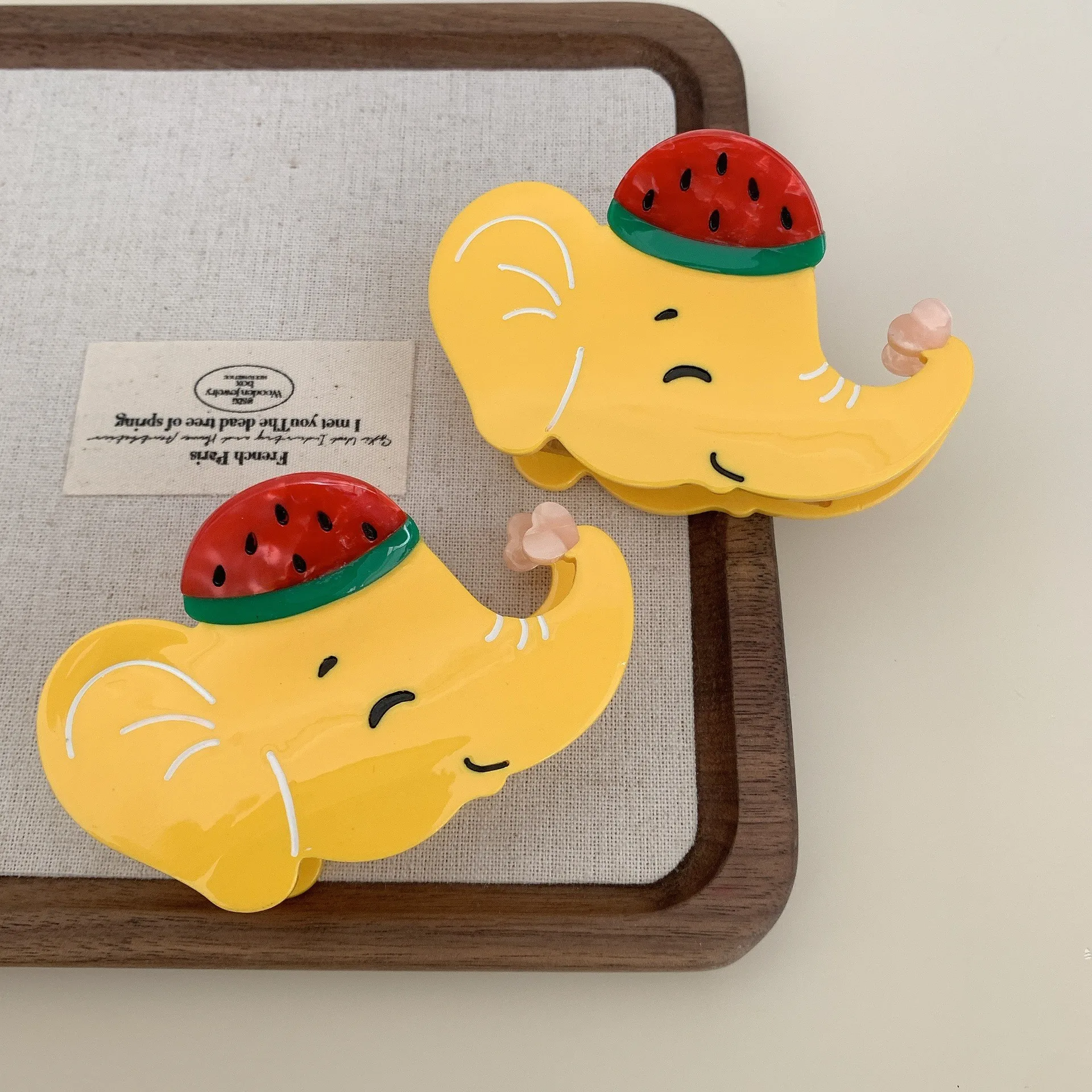 New Cartoon Animal Yellow Watermelon Hat Elephant Gripper Acetate Hair Claw Cute Disc Hair Shark Clip Female Hair Accessories