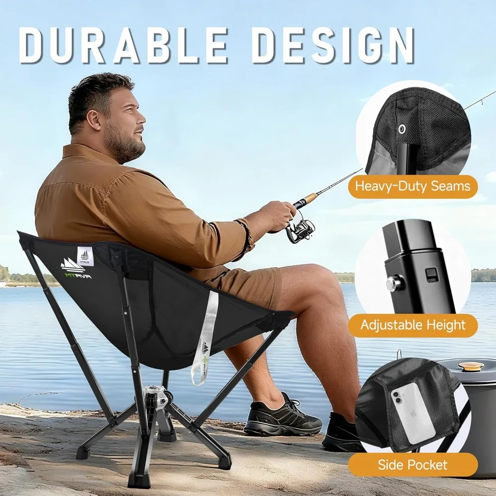 كرسي قابل للطي خفيف الوزن ومتين للغاية بسعة 600 رطل للبالغين، مدمج ومحمول للمغامرات الخارجية #4