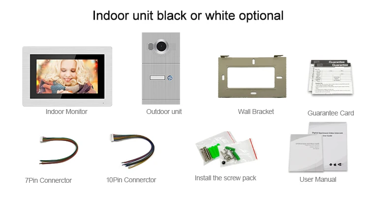 Smart Video Intercom System 7 Inch Video Door Phone Multi Apartment Waterproof Camera For 2 Units Apartment Security Doorphone