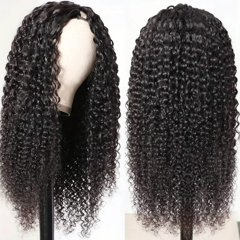 

Kinky Curly V Part Wig Human Hair Deep Wave Glueless V Part Wigs Human Hair Black Water Wave Brazilian Human Hair wigs For Women
