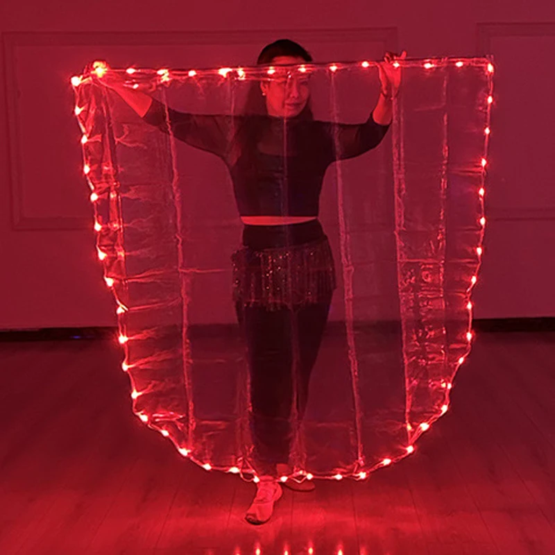 Akcesoria do Tańca Brzucha Świecące Flagi LED Białe Czerwone Niebieskie Kolory Flagi Dla Dorosłych Występ Sceniczny Ćwiczenia Karnawałowy Strój Rekwizyty