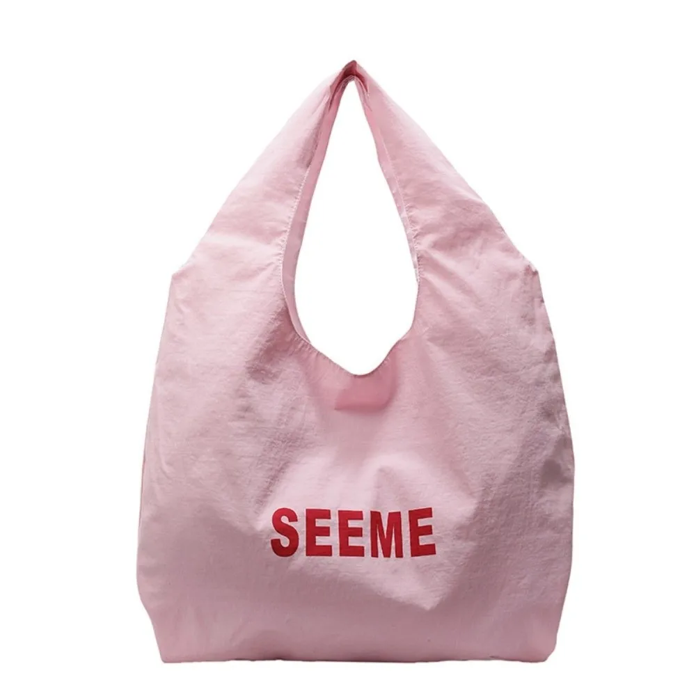 

Large Capacity Canvas Shopping Bag Casual Korean Style Nylon Underarm Bags Sweet Commuting Single Shoulder Bag Students