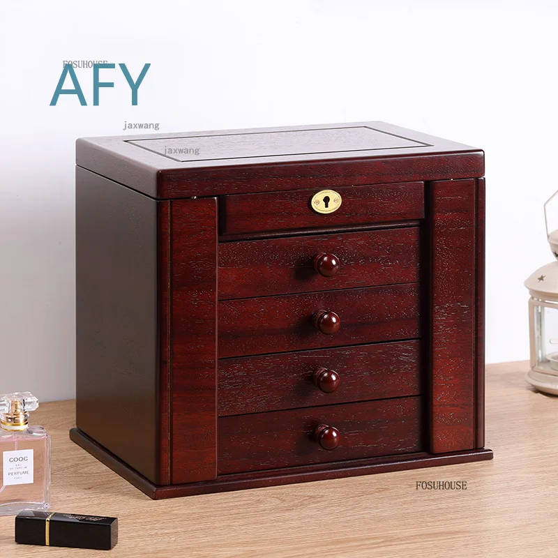 Multi-layer Necklace Earrings Drawer Storage Box for Makeup Display Case Dressing Table Rings Watch Jewelry Organizer with