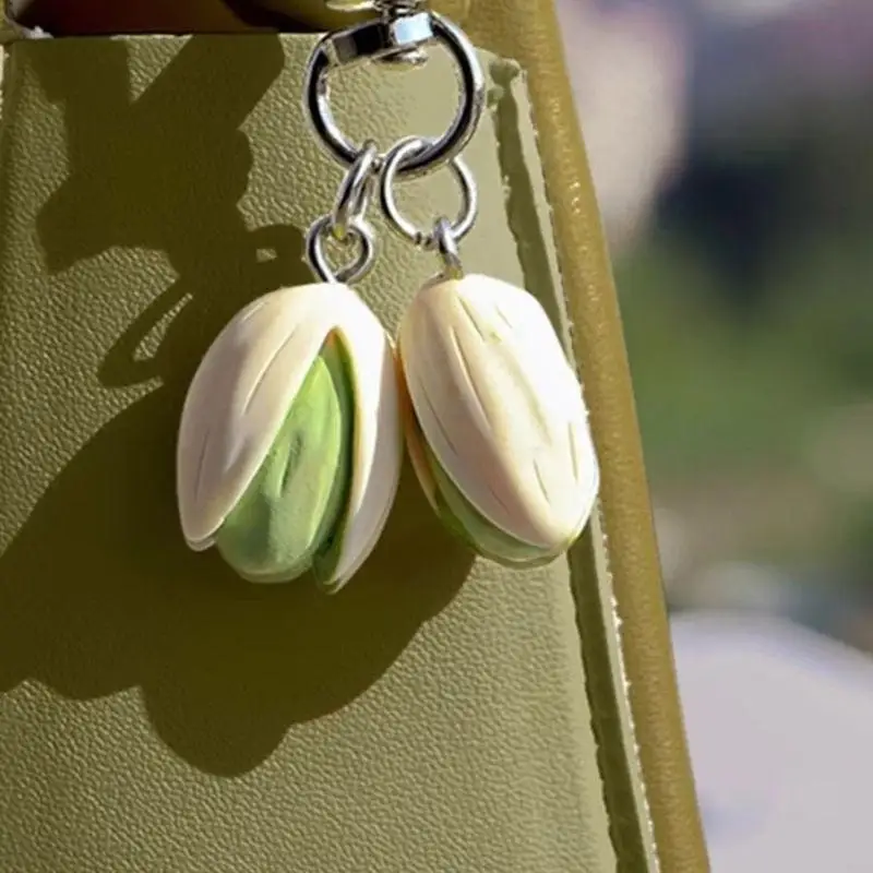 195C Quirky Pistachios Nut Holder Stylish Pistachios Pendant Eye Catching Keychain Adornment for Bag Hangings