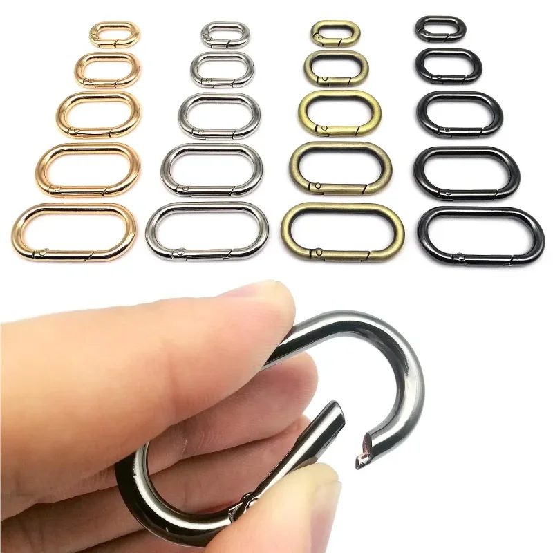 Clasp Clip Carabiner Oval Spring O Ring Openable Leather Bag Handbag Strap Buckle Connect Keyring Pendant Key Dog Chain Snap