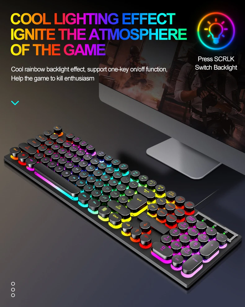 

Mechanical Keyboard USB Wired 104-key keyboard Gaming RGB backlight black red Blu-ray computer laptop professional keyboard