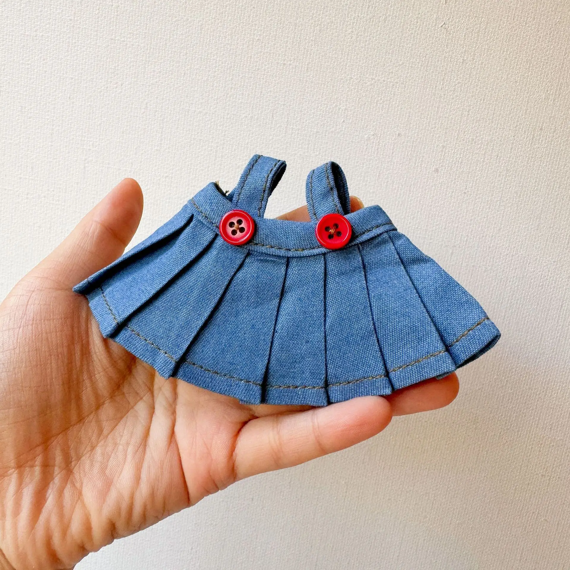 

For 17cm Labubu Doll Clothes Denim Pleated Skirt 10-15cm Cotton Doll Dressing Up Accessories Christmas Gifts
