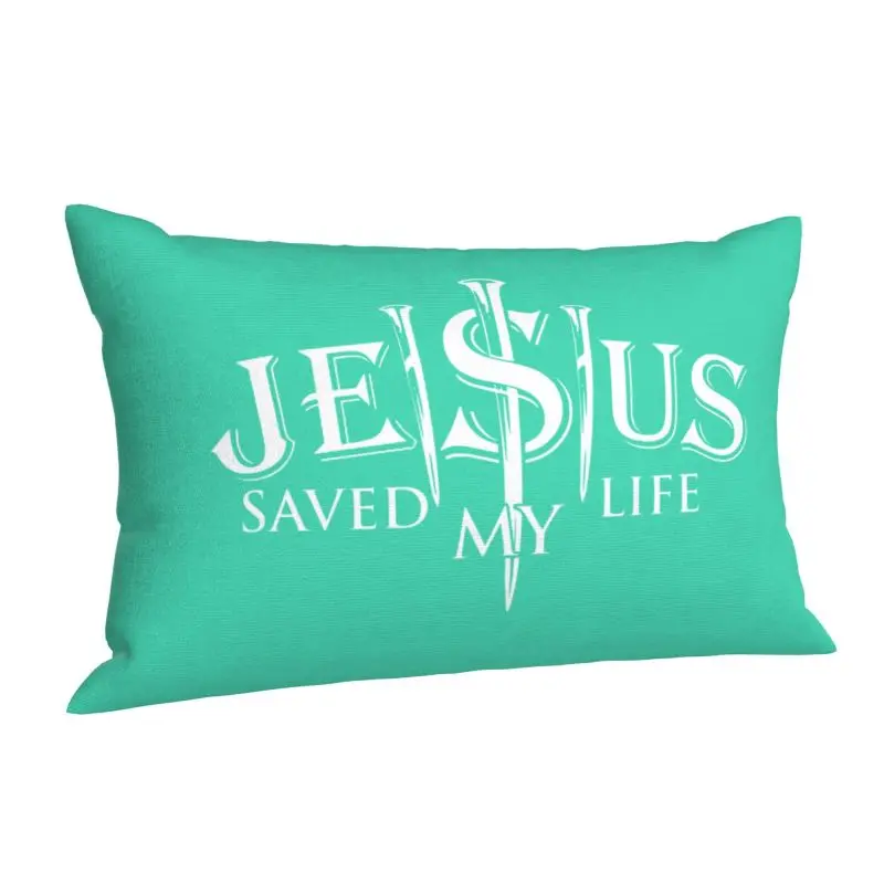 Custom Jesus Saved My Life Cushion Cover 60cmx40cm Christ Religion Christian Faith Velvet Cute Pillow Cases Rectangle